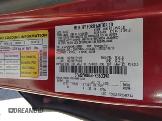 2017 Ford Fusion SE with VIN 3FA6P0HD6HR363398, listed as a IAAI auction lot 42324947 with 102,113 mi miles and . Bid and sale history available at DreamBid. Image 9.