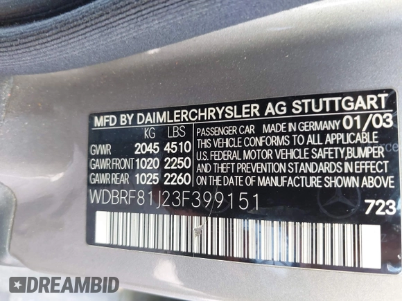 2003 Mercedes-Benz C 240 с VIN WDBRF81J23F399151, выставлен на аукционе IAAI как лот 42148929 с пробегом Не указан миль и . История ставок и продаж доступна на DreamBid. Изображение 9.