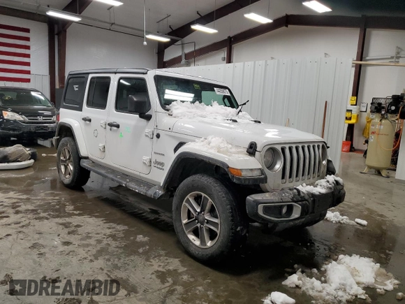 2020 Jeep Wrangler Unlimited Sahara with VIN 1C4HJXEN9LW165186, listed as a Copart auction lot 44359075 with 76,768 mi miles and Salvage Title. Bid and sale history available at carsss.com. Image 4.