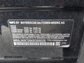 2019 BMW 5 Series 530e с VIN WBAJA9C56KB399028, выставлен на аукционе IAAI как лот 42068202 с пробегом 124 068 миль миль и . История ставок и продаж доступна на DreamBid. Изображение 9.