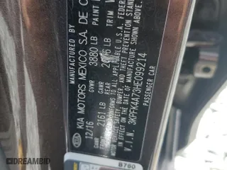 2017 Kia Forte LX with VIN 3KPFK4A73HE099214, listed as a Copart auction lot 52723585 with 45,121 mi miles and Salvage Title. Bid and sale history available at carsss.com. Image 12.