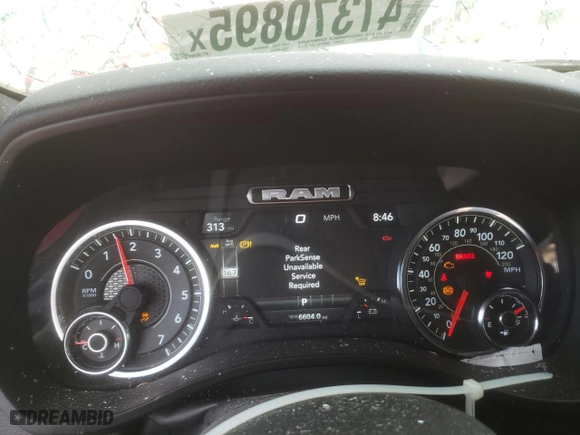 2025 Ram 1500 Big Horn with VIN 1C6SRFFP8SN606374, listed as a Copart auction lot 47370895 with 6,604 mi miles and Salvage Title. Bid and sale history available at carsss.com. Image 9.