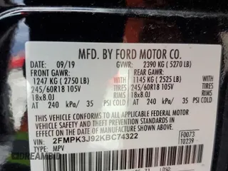 2019 Ford Edge SEL with VIN 2FMPK3J92KBC74322, listed as a Copart auction lot 48760065 with 62,949 mi miles and Salvage title. Bid and sale history available at DreamBid. Image 16.