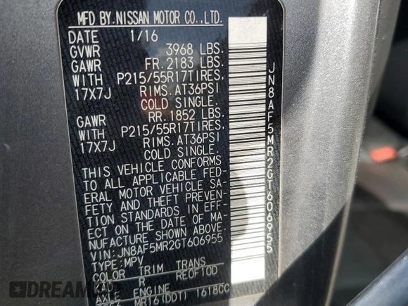2016 Nissan Juke S with VIN JN8AF5MR2GT606955, listed as a Copart auction lot 51773835 with 140,577 mi miles and Salvage Title. Bid and sale history available at carsss.com. Image 12.