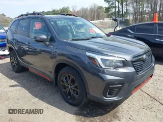 2021 Subaru Forester Sport with VIN JF2SKARC5MH490062, listed as a IAAI auction lot 41828482 with 61,060 mi miles. Bid and sale history available at carsss.com. Image 1.