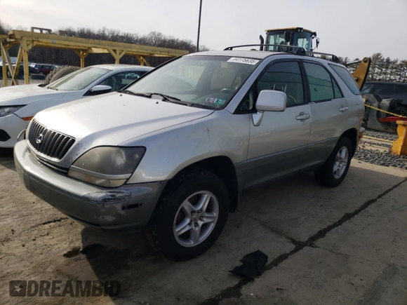 1999 Lexus RX 300 Luxury SUV with VIN JT6HF10U3X0025289, listed as a Copart auction lot 44175635 with 0 mi miles and Salvage Title. Bid and sale history available at carsss.com. Image 1.