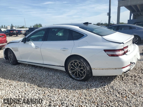 2021 Genesis G80 2.5T with VIN KMTGB4SC8MU044111, listed as a Copart auction lot 87377824 with 17,102 mi miles and Salvage Title. Bid and sale history available at DreamBid. Image 2.