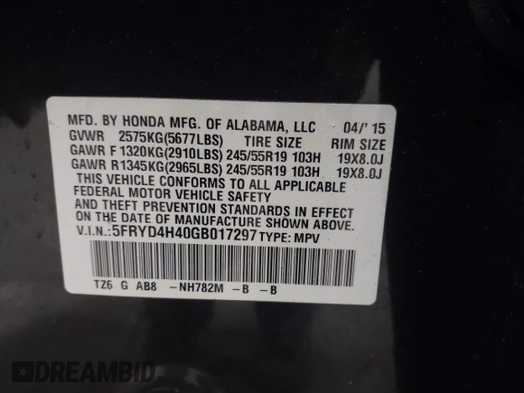 2016 Acura MDX w/Tech with VIN 5FRYD4H40GB017297, listed as a IAAI auction lot 41899975 with 95,757 mi miles. Bid and sale history available at carsss.com. Image 9.