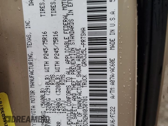 2017 Toyota Tacoma SR5 with VIN 5TFAZ5CN2HX030781, listed as a Copart auction lot 53957535 with 105,606 mi miles and Salvage Title. Bid and sale history available at DreamBid. Image 12.