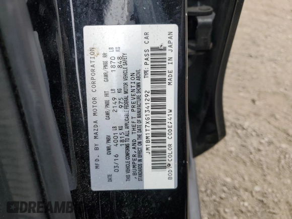 2016 Mazda 3 i Sport with VIN JM1BM1T7XG1341292, listed as a Copart auction lot 52744885 with 112,195 mi miles and Salvage Title. Bid and sale history available at DreamBid. Image 12.