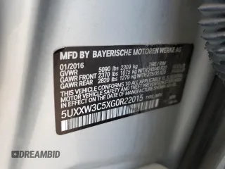 2016 BMW X4 xDrive28i with VIN 5UXXW3C5XG0R22015, listed as a Copart auction lot 80964743 with 42,919 mi miles. Bid and sale history available at carsss.com. Image 12.