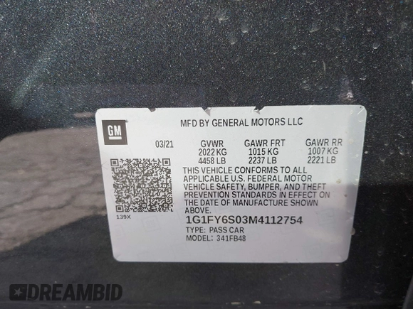 2021 Chevrolet Bolt EV LT z VIN 1G1FY6S03M4112754, wystawiony jako IAAI lot #41615350 z przebiegiem Nie podano mil oraz . Historia ofert i sprzedaży dostępna na DreamBid. Obrazek 9.