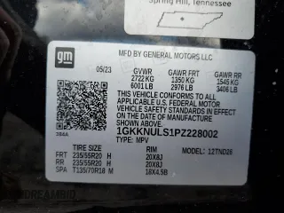 2023 GMC Acadia SLT with VIN 1GKKNULS1PZ228002, listed as a Copart auction lot 45911415 with 21,817 mi miles and Salvage Title. Bid and sale history available at DreamBid. Image 16.
