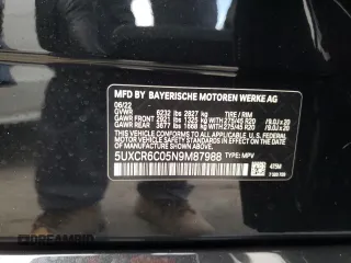 2022 BMW X5 xDrive40i with VIN 5UXCR6C05N9M87988, listed as a Copart auction lot 70896652 with 571 mi miles. Bid and sale history available at carsss.com. Image 13.