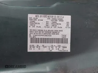 2000 Ford Explorer XLT с VIN 1FMZU63P9YUB63432, выставлен на аукционе IAAI как лот 41553738 с пробегом 332 946 миль миль и . История ставок и продаж доступна на DreamBid. Изображение 9.
