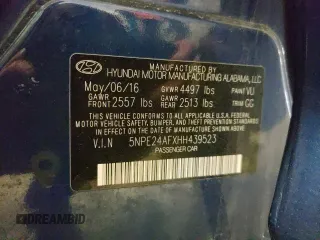 2017 Hyundai Sonata 2.4L with VIN 5NPE24AFXHH439523, listed as a Copart auction lot 46526535 with 99,689 mi miles and Salvage Title. Bid and sale history available at carsss.com. Image 12.