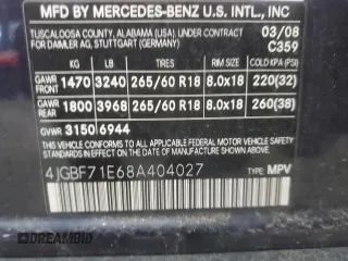 2008 Mercedes-Benz GL-Class 4.6L with VIN 4JGBF71E68A404027, listed as a Copart auction lot 54471555 with 206,041 mi miles and Clean Title. Bid and sale history available at carsss.com. Image 13.