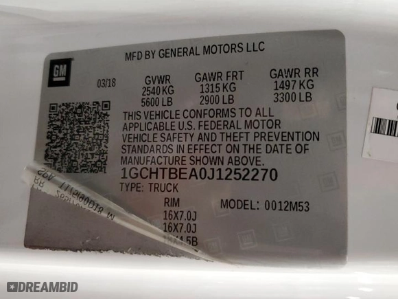 2018 Chevrolet Colorado 4WD Work Truck with VIN 1GCHTBEA0J1252270, listed as a Copart auction lot 46482765 with 115,302 mi miles and Non Repairable. Bid and sale history available at carsss.com. Image 12.