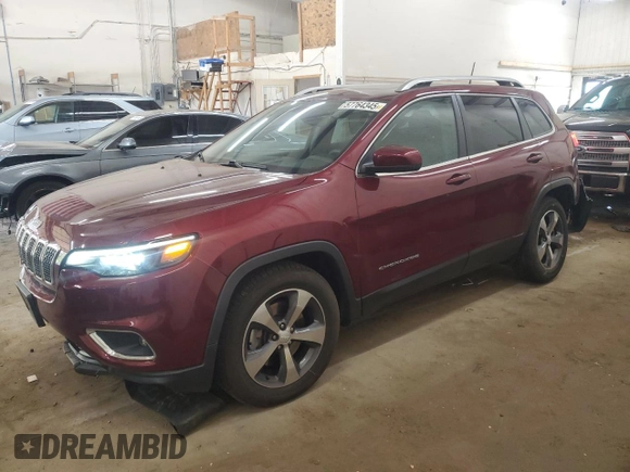 2019 Jeep Cherokee Limited z VIN 1C4PJMDX1KD353269, wystawiony jako Copart lot #57764345 z przebiegiem 37 976 mil mil oraz Szkoda całkowita • Salvage title. Historia ofert i sprzedaży dostępna na DreamBid. Obrazek 1.