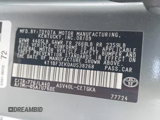 2010 Toyota Camry z VIN 4T1BF3EK0AU538268, wystawiony jako IAAI lot #42245042 z przebiegiem 155 501 mil mil oraz . Historia ofert i sprzedaży dostępna na DreamBid. Obrazek 9.