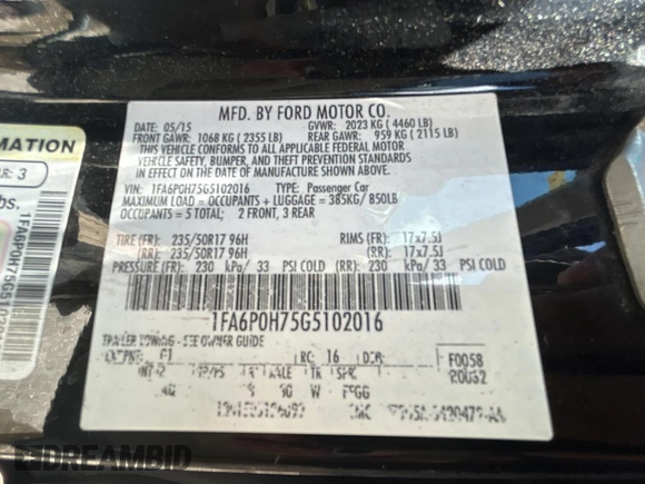 2016 Ford Fusion SE z VIN 1FA6P0H75G5102016, wystawiony jako Copart lot #61691525 z przebiegiem 57 070 mil mil oraz Szkoda całkowita • Salvage title. Historia ofert i sprzedaży dostępna na DreamBid. Obrazek 10.