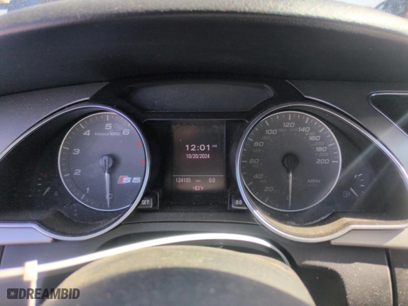 2012 Audi S5 Prestige with VIN WAUVVAFR5CA002163, listed as a Copart auction lot 53378985 with 124,105 mi miles and Salvage Title. Bid and sale history available at carsss.com. Image 10.