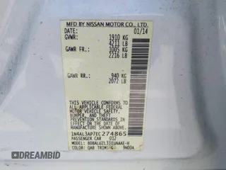 2014 Nissan Altima 2.5 S with VIN 1N4AL3AP7EC274865, listed as a IAAI auction lot 41916052 with 113,687 mi miles. Bid and sale history available at carsss.com. Image 9.