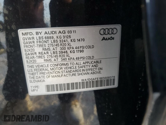 2011 Audi Q7 S line z VIN WA1DGAFE1BD008376, wystawiony jako Copart lot #77183594 z przebiegiem 155 012 mil mil oraz Czysty tytuł • Clean title. Historia ofert i sprzedaży dostępna na DreamBid. Obrazek 13.