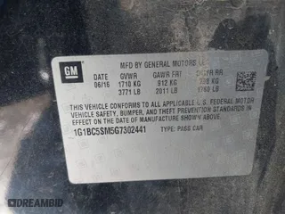 2016 Chevrolet Cruze LS with VIN 1G1BC5SM5G7302441, listed as a IAAI auction lot 41612439 with 147,640 mi miles. Bid and sale history available at carsss.com. Image 9.