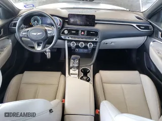 2023 Genesis G70 2.0T with VIN KMTG34TA1PU132593, listed as a Copart auction lot 49231195 with 36,246 mi miles and Salvage Title. Bid and sale history available at carsss.com. Image 8.