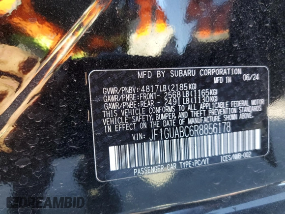 2024 Subaru Impreza z VIN JF1GUABC6R8856178, wystawiony jako Copart lot #47822615 z przebiegiem 8 041 mil mil oraz Szkoda całkowita • Salvage title. Historia ofert i sprzedaży dostępna na DreamBid. Obrazek 15.