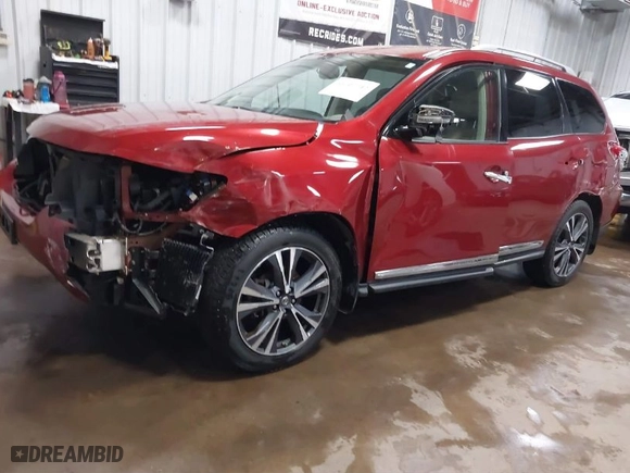 2017 Nissan Pathfinder SL with VIN 5N1DR2MM6HC607574, listed as a IAAI auction lot 41707742 with 115,663 mi miles. Bid and sale history available at carsss.com. Image 2.