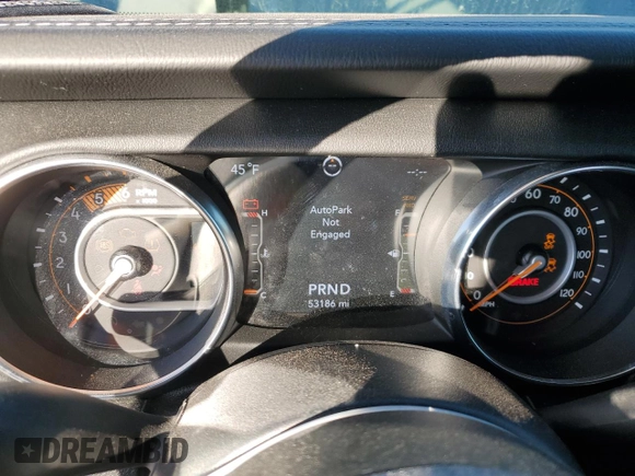 2020 Jeep Wrangler Unlimited Sahara with VIN 1C4HJXEM1LW325049, listed as a Copart auction lot 48429215 with 53,186 mi miles and Salvage Title. Bid and sale history available at carsss.com. Image 9.
