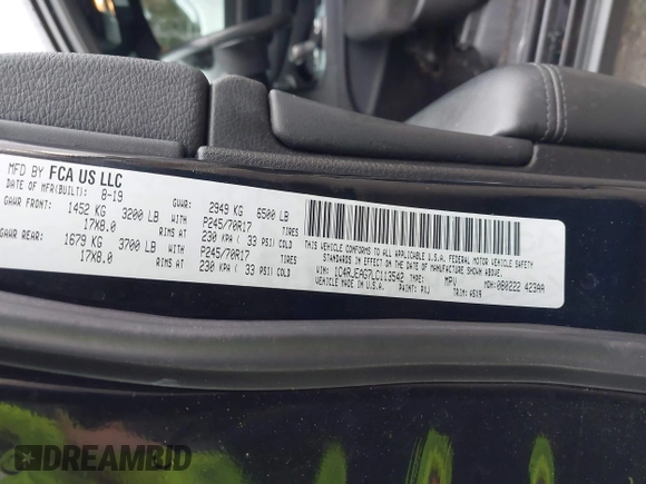 2020 Jeep Grand Cherokee Altitude with VIN 1C4RJEAG7LC113542, listed as a IAAI auction lot 41485511 with 58,927 mi miles and . Bid and sale history available at DreamBid. Image 9.