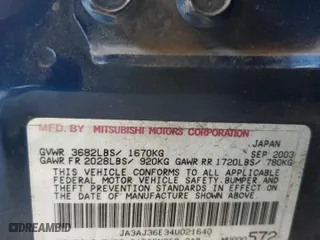 2004 Mitsubishi Lancer LS with VIN JA3AJ36E34U021640, listed as a Copart auction lot 72087834 with 123,951 mi miles and Salvage Title. Bid and sale history available at carsss.com. Image 14.