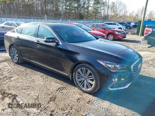 2018 Genesis G80 3.8L with VIN KMHGN4JE5JU245545, listed as a IAAI auction lot 41413528 with 65,707 mi miles. Bid and sale history available at carsss.com. Image 1.