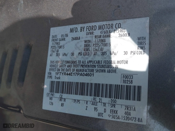 2007 Ford Ranger STX with VIN 1FTYR44E17PA04601, listed as a IAAI auction lot 42076876 with 111,746 mi miles. Bid and sale history available at carsss.com. Image 9.