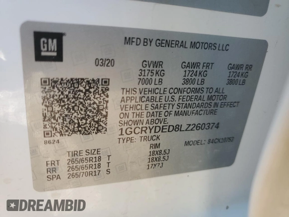 2020 Chevrolet Silverado 1500 LT with VIN 1GCRYDED8LZ260374, listed as a Copart auction lot 78516204 with 91,443 mi miles and Non Repairable. Bid and sale history available at DreamBid. Image 12.