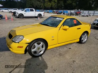1999 Mercedes-Benz SLK-Class with VIN WDBKK47F9XF076441, listed as a Copart auction lot 73745154 with 104,481 mi miles and Salvage Title. Bid and sale history available at carsss.com. Image 1.
