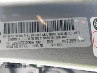2019 Ram 1500 Limited z VIN 1C6SRFHT3KN755009, wystawiony jako IAAI lot #41807556 z przebiegiem 38 686 mil mil oraz . Historia ofert i sprzedaży dostępna na DreamBid. Obrazek 9.