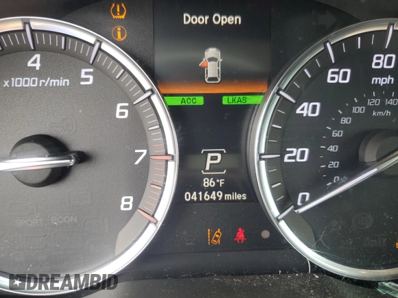2020 Acura MDX with VIN 5J8YD4H33LL045533, listed as a Copart auction lot 59748405 with 41,649 mi miles and Salvage title. Bid and sale history available at DreamBid. Image 9.