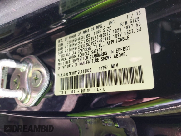 2014 Acura RDX with VIN 5J8TB3H31EL011023, listed as a IAAI auction lot 42091134 with 206,693 mi miles and . Bid and sale history available at DreamBid. Image 9.