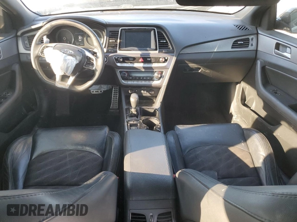 2018 Hyundai Sonata Sport Plus with VIN 5NPE34AF4JH709798, listed as a Copart auction lot 46046495 with 107,575 mi miles and Salvage Title. Bid and sale history available at DreamBid. Image 8.