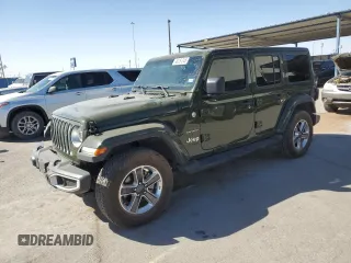 2021 Jeep Wrangler Unlimited Sahara Altitude z VIN 1C4HJXEGXMW502581, wystawiony jako Copart lot #48251345 z przebiegiem 23 122 mil mil oraz Szkoda całkowita • Salvage title. Historia ofert i sprzedaży dostępna na DreamBid. Obrazek 1.
