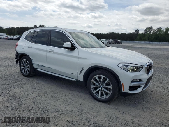 2018 BMW X3 xDrive30i with VIN 5UXTR9C57JLD57904, listed as a Copart auction lot 53699985 with 75,798 mi miles and Salvage Title. Bid and sale history available at DreamBid. Image 4.
