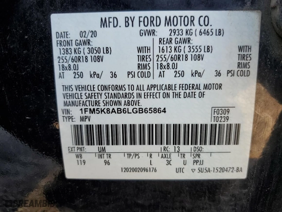 2020 Ford Police Interceptor Utility with VIN 1FM5K8AB6LGB65864, listed as a Copart auction lot 68671444 with 79,458 mi miles and Salvage Title. Bid and sale history available at carsss.com. Image 14.