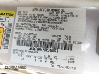 2013 Ford Fusion SE with VIN 3FA6P0H77DR340071, listed as a IAAI auction lot 42378047 with 189,218 mi miles and . Bid and sale history available at DreamBid. Image 9.