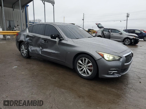2015 Infiniti Q50 Premium with VIN JN1BV7AP0FM350554, listed as a Copart auction lot 45019465 with 95,069 mi miles and Salvage Title. Bid and sale history available at DreamBid. Image 4.