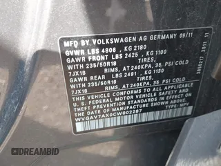 2012 Volkswagen Tiguan SE с VIN WVGAV7AX0CW002287, выставлен на аукционе IAAI как лот 42738450 с пробегом 131 121 миль миль и . История ставок и продаж доступна на DreamBid. Изображение 9.