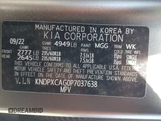 2023 Kia Sportage SX-Prestige with VIN KNDPXCAG0P7037638, listed as a Copart auction lot 58494875 with 43,214 mi miles and Salvage title. Bid and sale history available at DreamBid. Image 13.